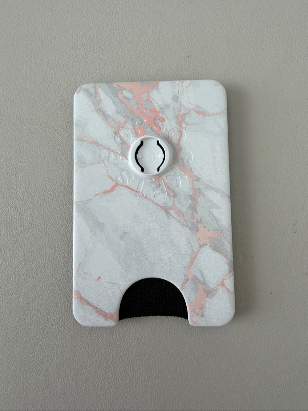 Slim Marble Card Wallet Phone Accessory - White & Rose Gold popsockets